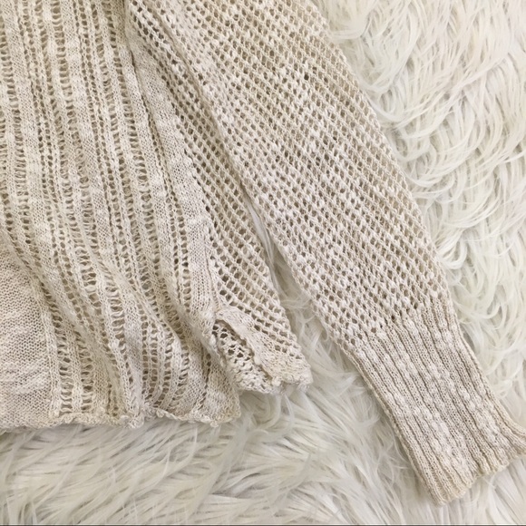 🎉SOLD🎉Tahari Crochet Beige Linen Cotton Sweater - Picture 4 of 5